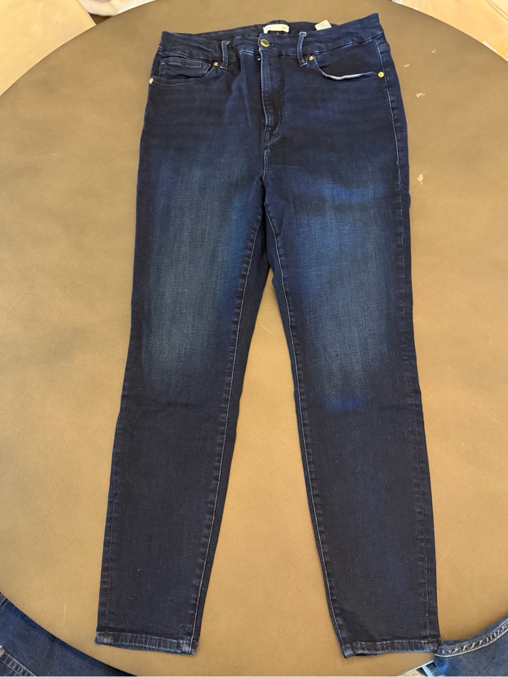 Women’s Good American Dark Blue High-Rise Stretch Skinny Jeans, size 16